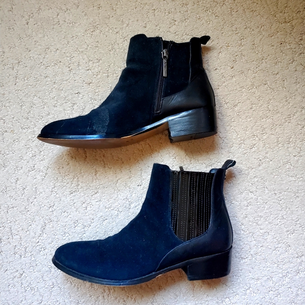 Donald J. Pliner Black Leather Suede Chelsea Ankle Boots 7.5